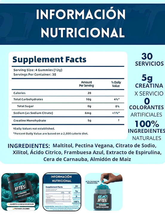 Gomitas de Creatina Monohidratada 30 Porciones (1 MES)