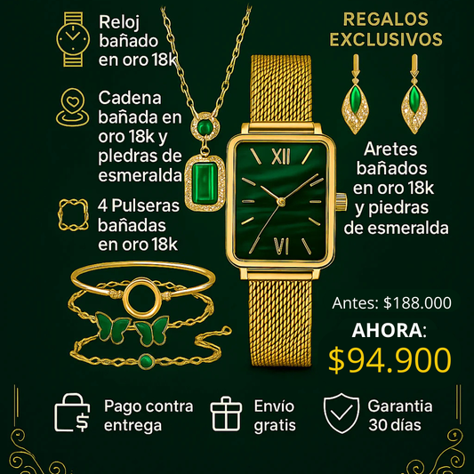Juego Elegante de Reloj y Joyas