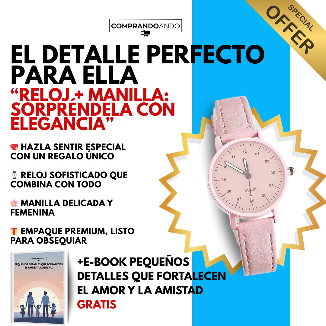 🥰“Reloj + Manilla Elegante: El Regalo Que Sorprende y Enamora”