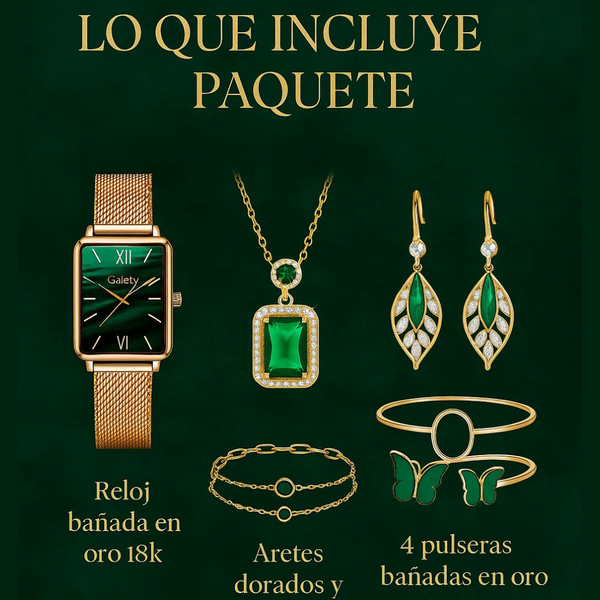 Juego Elegante de Reloj y Joyas