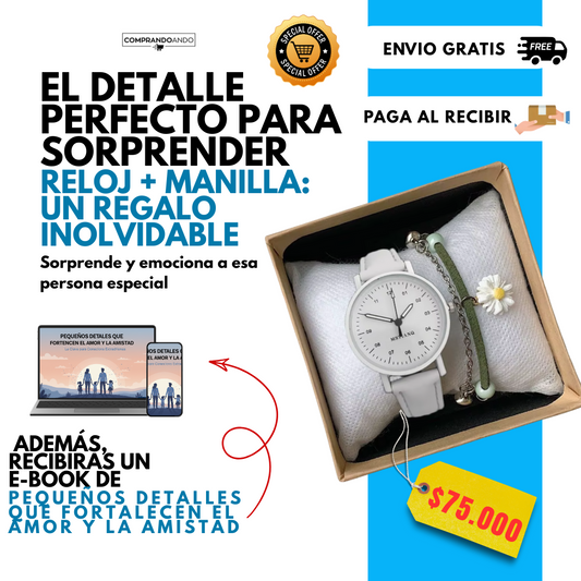 🥰“Reloj + Manilla Elegante: El Regalo Que Sorprende y Enamora”